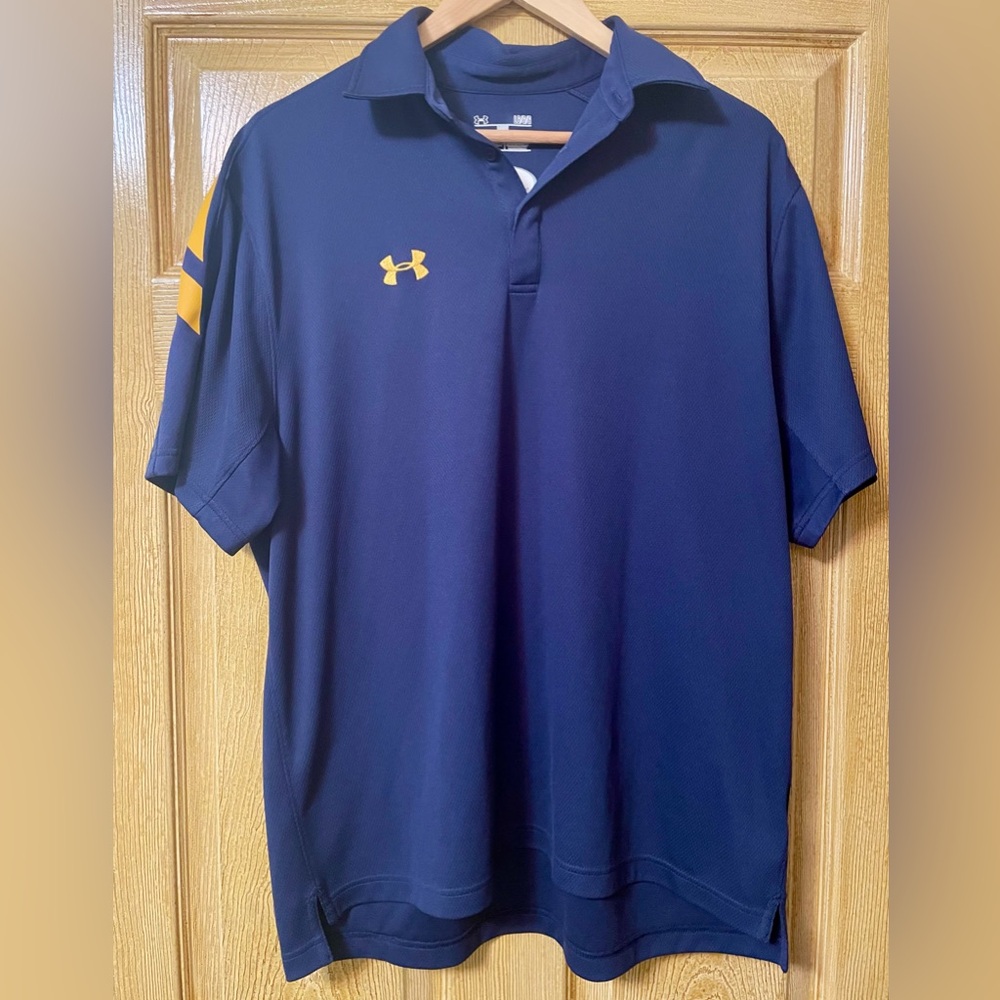 Under Armour Men's Polo Shirt in Navy and Gold size Large